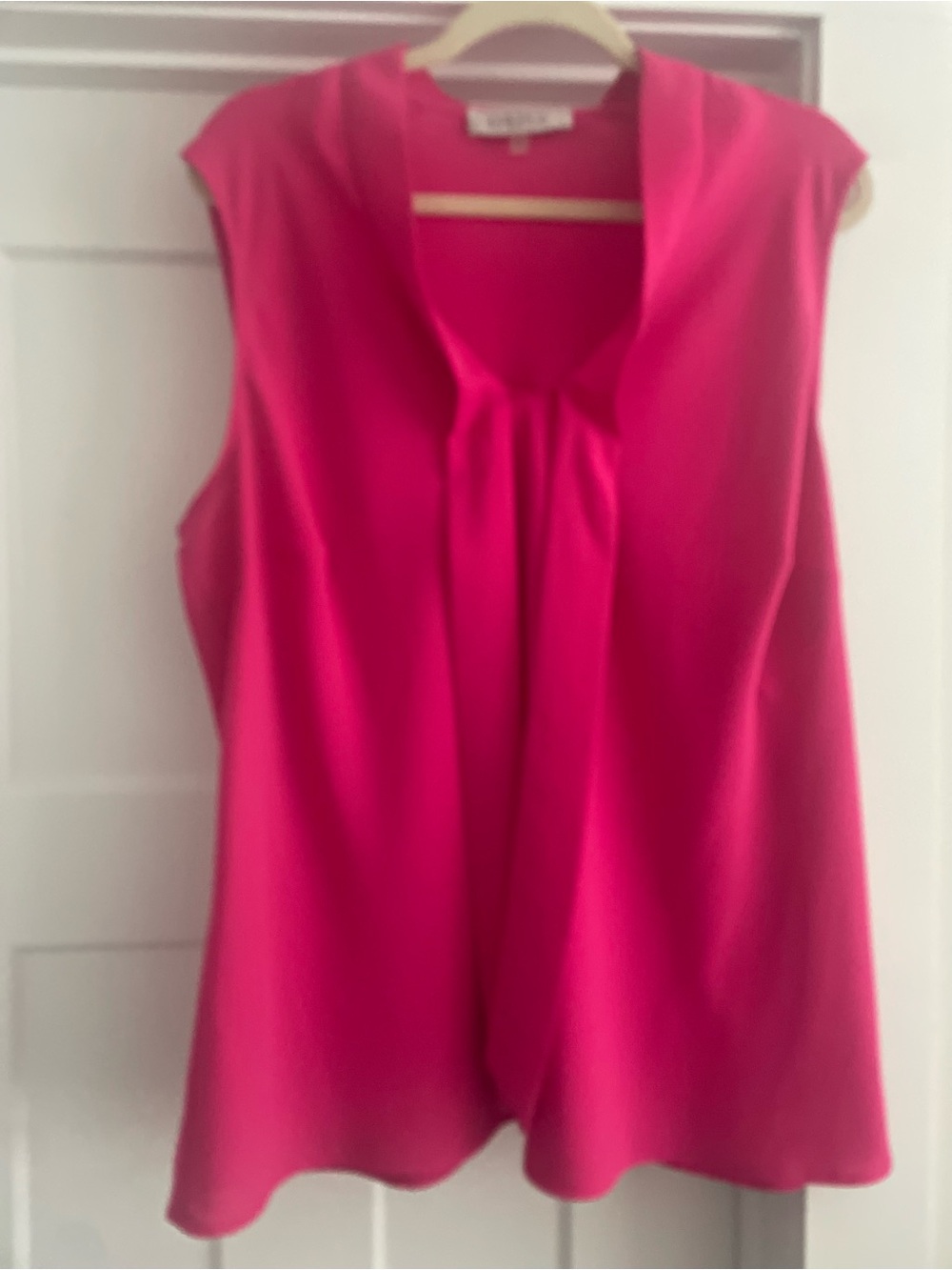 Kasper Sleeveless Hot Pink Tie-Neck Blouse